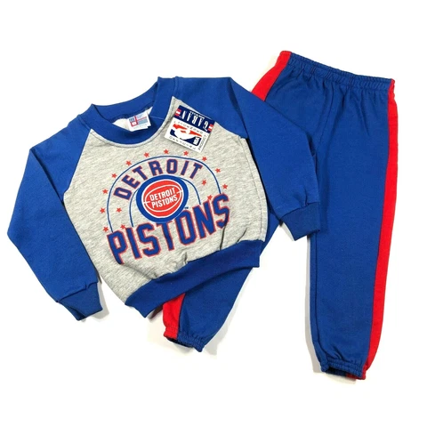 NEW Vintage Detroit Pistons Sweatpants Sweatshirt Set Baby Toddler 4T Blue Red Cover