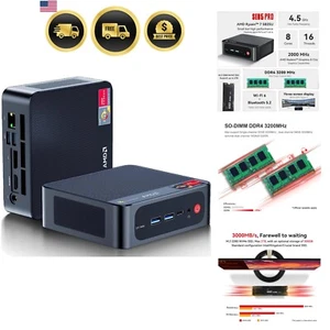 Mini PC AMD Ryzen 7 16GB 500GB SSD 4K Triple Display Gaming Office Desktop - Picture 1 of 11