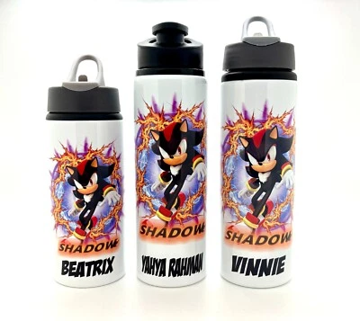 Sonic Shadow The Hedgehog Inspired Personalised Kids Water Sports Bottle School - Image 1 of 4