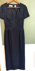 Jovani New York Beaded Formal Navy Long Gown Dress Sweetheart Neckline Sz 6 - Picture 1 of 7