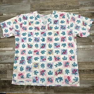 Women's Barco scrub top cherries white short sleeve Nurse Medical - Picture 1 of 5