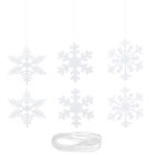2 Set Christmas Snowflake Ornaments White Cardboard Glitter Garland with String