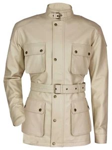 Men's Vintage Wax Cream Panther Leather Jacket Genuine Lambskin Military Biker - Picture 1 of 11