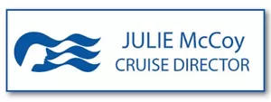 LOVE BOAT JULIE CRUISE DIRECTOR NOME DISTINTIVO BOTTONE HALLOWEEN COSPLAY SPILLA RETRO - Foto 1 di 3