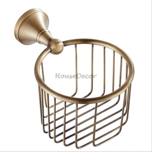 Brass Wall Mounted Bathroom Toilet Paper Roll Holder Tissue Paper Storage Basket - Picture 1 of 3