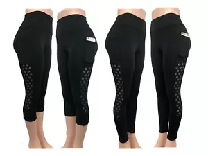 Womens YOGA Gym Pants Black Color Long Pants/Capri Pants w Side Pockets - Picture 1 of 22