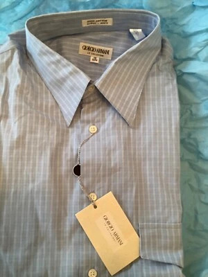 NUEVA Camisa de Vestir Giorgio Armani Collezioni Azul a Cuadros - 16 34/35 Foto 1 de 3