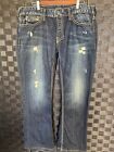 GUESS Falcon Slim Boot Jeans Mens 36 Blue Denim Distressed Button Fly
