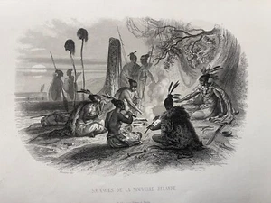 Neuseeland Cannibal Kannibalismus Ozeanien Gravur By Rouargue C 1838 - Bild 1 von 8