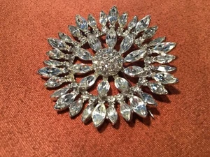 BOGOFF Clear Rhinestone Brooch~ 2 3/8” Diameter - Picture 1 of 11