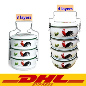 Tiffin Box Hühnermuster Antik Stil Vintage Stil zum Servieren von Speisen gute Größe - Bild 1 von 15