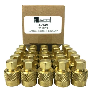 25 Haltec A-149 Large Bore Hex Top Valve Caps - fit .482-26 valve threads VC-7 - Picture 1 of 3