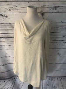 NWT Lauren Ralph Lauren Women's Draped Blouse Sz M Ivory Long Sleeve Top $89 - Picture 1 of 5