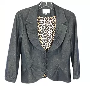 Womens Size 6 Alberto Makali Gold Metallic on Navy Blue Sheen Blazer Jacket - Picture 1 of 4