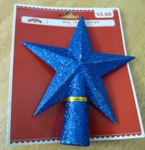 Royal Blue Shiny Star Mini Tree Topper for small tree - Holiday Time - Picture 1 of 2