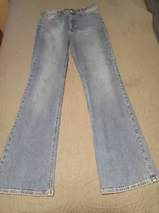 Women Ladies Just Black Denim Flare Jeans / Wide Leg / Bootcut Jeans Size 31 - Picture 1 of 5