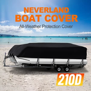NEVERLAND 17 18 19 20ft 21 22 23 24ft Heavy Duty Pontoon Boat Cover Waterproof - Picture 1 of 18
