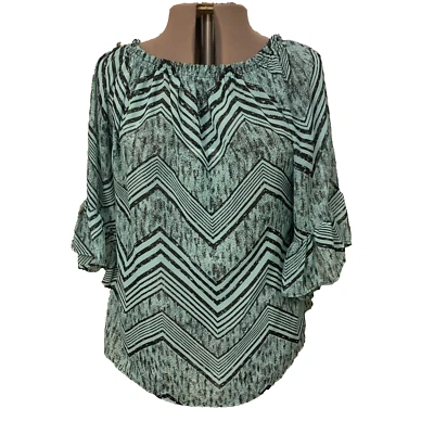 K M C. Talla 1X? (Ver Medidas). Top cuello elástico de gasa semi transparente. Estados Unidos. B92. Foto 1 de 4