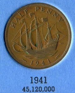Foreign Coin - Great Britain - Half Penny (½ Penny) - 1941 - Picture 1 of 4