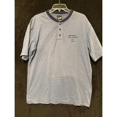 Camisa Harley-Davidson Henley Logo Bordado Manga Corta Top Talla L Foto 1 de 4