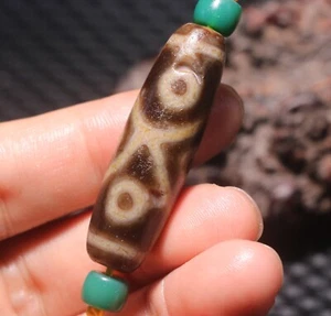 Energy Tibetan Top Old Agate Longevity 6 Eyed Healer Pit dZi Bead Totem Pendant - Picture 1 of 11