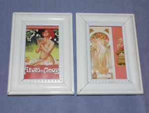 Lot 2 Miniature Dollhouse Metal Framed VTG Perfume Advertisement Posters Art 3x4 - Picture 1 of 4