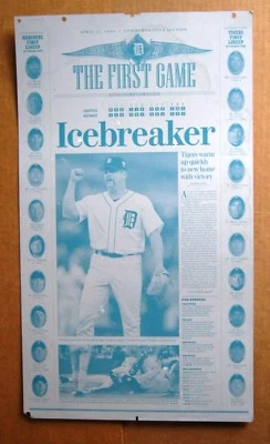  Placa de impresión Detroit Tigers Comerica Park primer juego vs Seattle DFP 4-12-2000 Foto 1 de 4