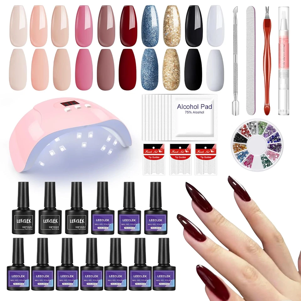 Kit de Esmalte de Uñas Lámpara de Uñas con Luz U V Capa Base Gel Capa Superior Pegatinas de Uñas Corte Foto 1 de 4
