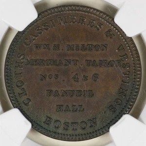 (1830-34) Wm. Token H. Milton Boston MA HT-163 Low-265 W-MA-090-10a NGC MS62BN - Imagen 1 de 4