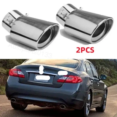 2PC Exhaust Pipe Tip Rear Tail Throat Muffler StainlessSteel For Infiniti 45 M56 Foto 1 de 4