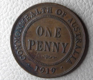 * 1919 . PENNY CIRCULATED CONDITION SOLID 6 PEARLS VISABLE  #ZJN08 - Picture 1 of 8