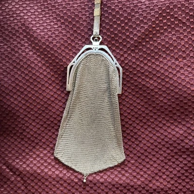 Victorian Chatelaine Mesh Purse 1890-1920s Early Whiting & Davis Rare X Mark - Image 1 of 4