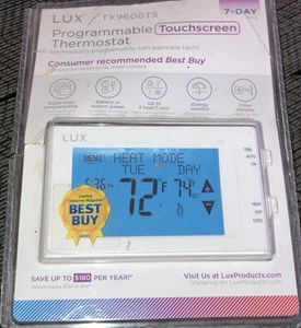 Lux TX9600TS Touchscreen 7 Tage Programmierbarer Thermostat - Weiß 2Heat/1Cool - Bild 1 von 3
