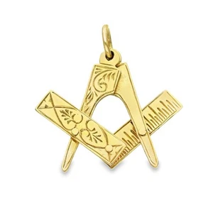 Colgante masónico de oro amarillo de 9 quilates - 22x26x4 mm - 2,7 g - Imagen 1 de 7