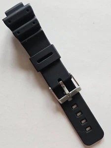 16mm - Black Rubber Watch Band - Water Resist ( Silver Stainless Steel Buckle ) - Picture 1 of 4