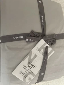 West Elm King Organic Cotton Sheet Set 400 Thread Count Gray 4 Piece NEW - Picture 1 of 6