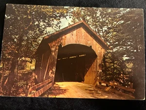 Alte Postkarte überdachte Brücke Route 109 Vermont Koppel Belvidere - Bild 1 von 11