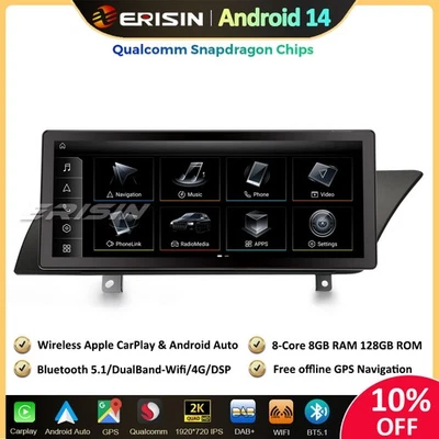 10.25" Android 14 Car Stereo Sat Nav DAB+CarPlay Wifi BT 64GB For Audi A4 A5 RHD - Image 1 of 4