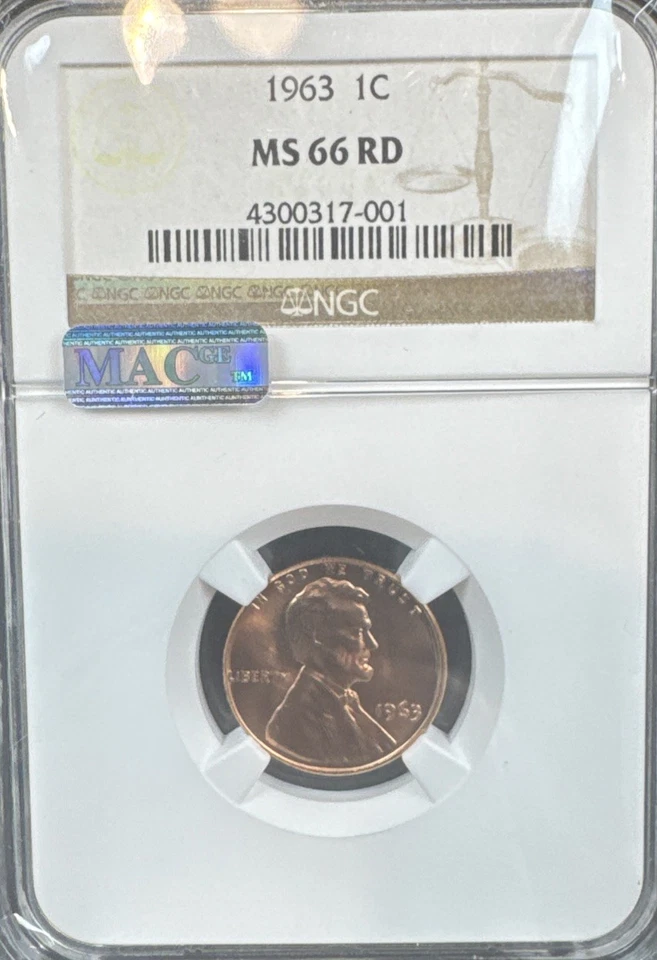 1963 Lincoln Cent NGC MS66 RD Quality High Grade  - Image 1 of 2