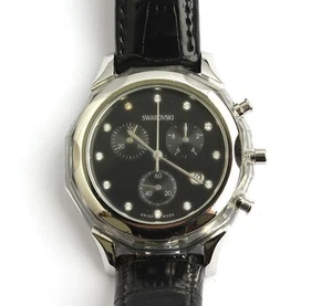 Swarovski silberfarbenes schwarzes Band Herrenuhr 37MM 27067708 - Bild 1 von 6