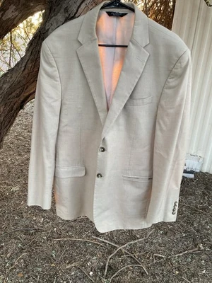 Chaqueta Blazer Jos A Bank Algodón/Lana Beige Para Hombre Talla 43L Calce Ajustado [279] Foto 1 de 4