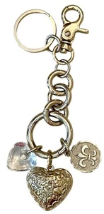 Kathy Van Zeeland Schlüsselanhänger gepuffte Herzen Charms Karabiner Fleur-de-Lis Schlüsselanhänger - Bild 1 von 12