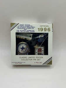 Limited Addition 1996 Olympics Collector Pin Set of 4 New In Box Sealed Vintage - Picture 1 of 4