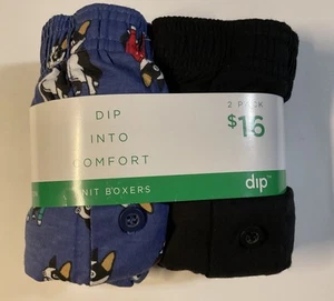 DIP Into Comfort BOXER IN MAGLIA, taglia MEDIA, confezione da 2, nero e blu 100% cotone $16. - Foto 1 di 9