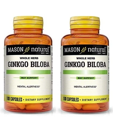 Mason Vitamins Ginkgo Biloba 500 mg 180 ct Pack de 2 Botellas Total 360 Cápsulas Foto 1 de 4