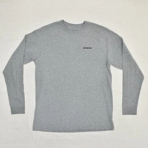 Patagonia Men's T Shirt Long Sleeve Crew Neck Cotton Gray Size L Regular Fit - Picture 1 of 8