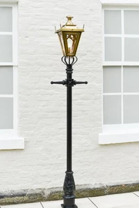 Used Ex-Display 2.3m Antique Brass Gothic Lamp Post Garden Lighting - Picture 1 of 8