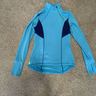 Chaqueta Lole Azul Rayas Correr Atlética Cremallera Completa Absorbente Talla M Bolsillo con Cremallera Usada en Excelente Condición Foto 1 de 4
