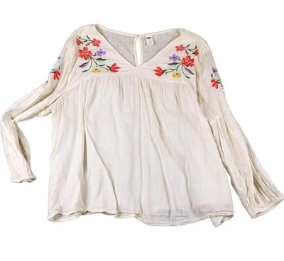 Long sleeve flower embroidered blouse - Image 1 of 4