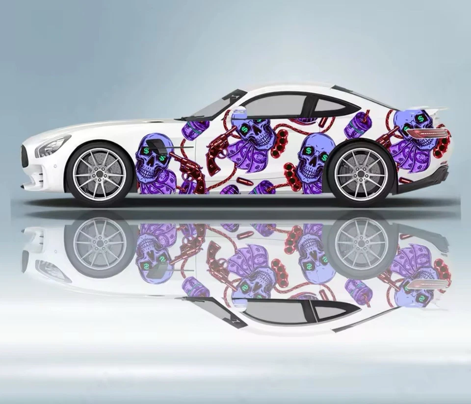 Skeleton Car Decal; Skull Car Decal; Cool Car Decals Both Sides; Car Livery - Image 1 of 1